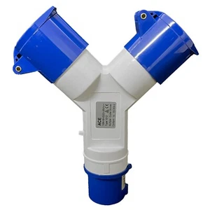 16 amp 2 Way Splitter Mains Electric Hook Up Adaptor 240V Motorhome Caravan Camp - Picture 1 of 3
