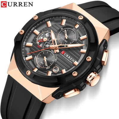 CURREN Men Watch Brand Military Wristwatch calendar Boys sport Silicone Watches - Image 1 of 4