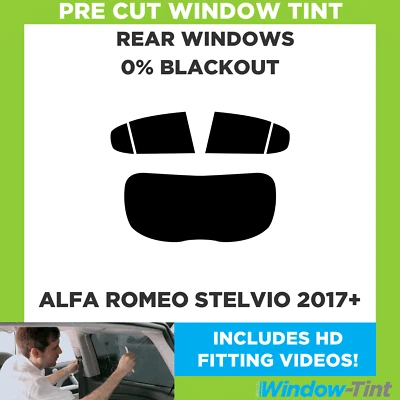 Pour Alfa Romeo Stelvio 2017 + Pré Coupe Vitre Teintée Arrière 0% Blackout Film - Image 1 of 4