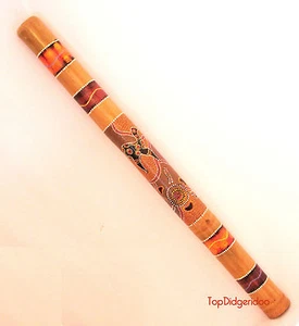 Canguro & Emu aborigeno DIDGERIDOO 39"\100 cm dipinto a punti + borsa + boccaglio cera d'api - Foto 1 di 8