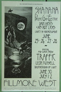 PÓSTER DE CONCIERTO ORIGINAL DE GAS Y ELECTRICIDAD BG240 SHA-NA-NA Pacific Fillmore West 1er - Imagen 1 de 1