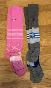 Men’s MLB Large Over the Calf Socks - Breast Cancer Awareness & Jackie Robinson - Picture 1 of 7