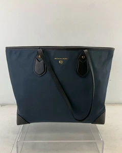 Michael Kors Navy Blue Black Fabric Shoulder Tote Bag - Picture 1 of 7