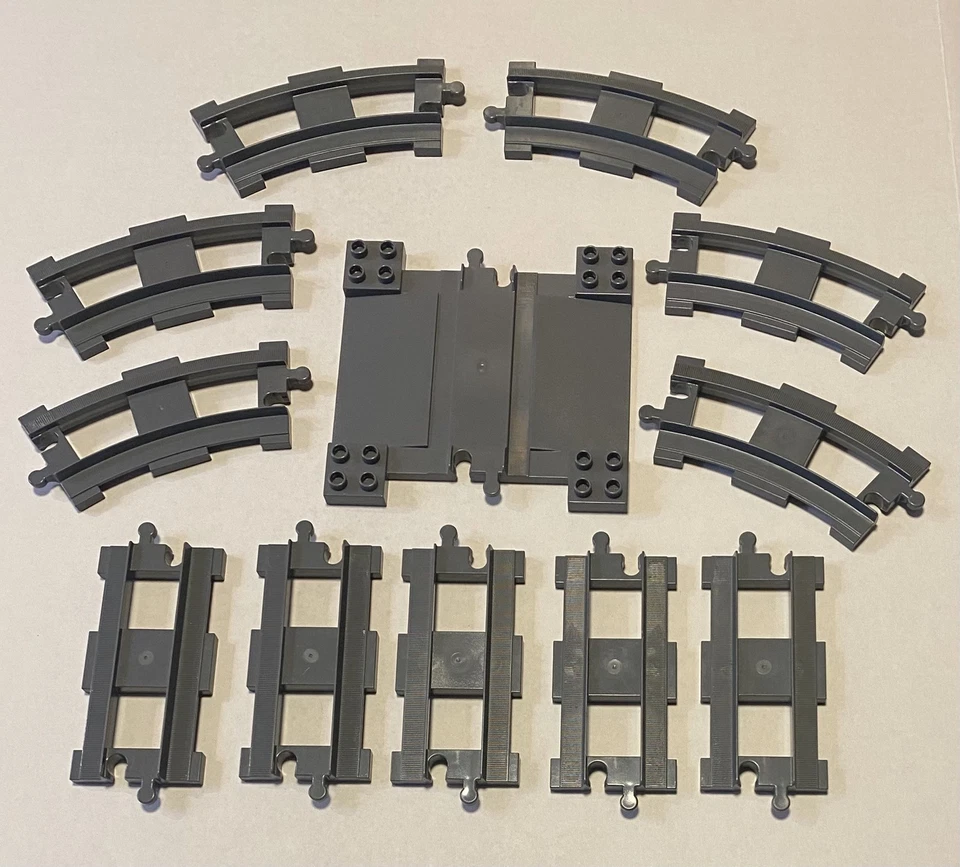Lego Duplo Dark Gray Train Track Lot Curve Straight Crossing Plate - Image 1 of 1