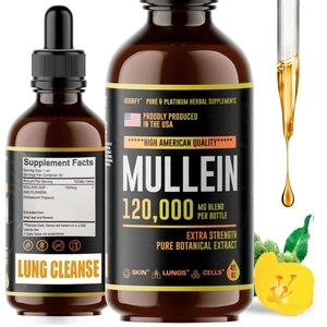 Mullein Leaf Extract Drops For Lungs Health - 60ml Lung Cleansing & Mucus Relief - Picture 1 of 7