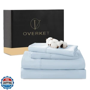 Overket 1000 Fadenzahl Ägyptische Baumwolle Bettwäsche Queen Size Set 4 Stck. Satin W - Bild 1 von 5