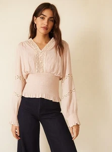 Scarlet Darkness Bauerntop Damen L gesmokt Renaissance Coquette Landhaus Milkma - Bild 1 von 8