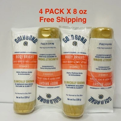 4 lociones corporales y faciales diarias brillantes Gold Bond con vitamina C, 8 oz X 4 PACk Foto 1 de 4