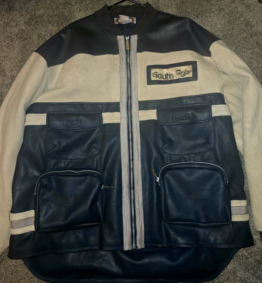 Abrigo Chaqueta De Colección Polo Sur Ropa Deportiva Cuero Cremallera Para Hombre 2XL Y2K Foto 1 de 4