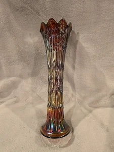 Vaso vintage Fenton ametista iridescente carnevale vetro docce aprile alto 11,75" - Foto 1 di 4