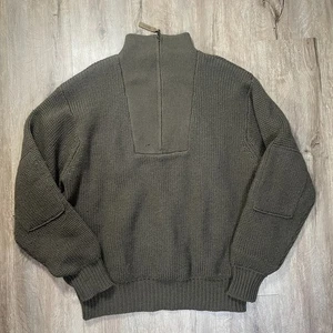 Suéter Orvis Media Cremallera 100% Lana Para Hombre Grande Verde Tejido Manga Larga Forrado - Imagen 1 de 7