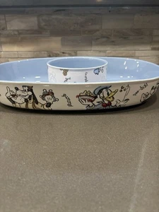 Disney Store Mickey Minnie Goofy Donald Comida Snacks Cerámica Chip N Dip Bowl NUEVO - Imagen 1 de 5