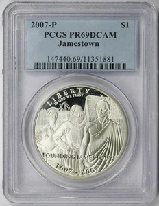 2007-P Jamestown Anniversary Modern Silver Commemorative $1 PR 69 DCAM PCGS - Picture 1 of 4