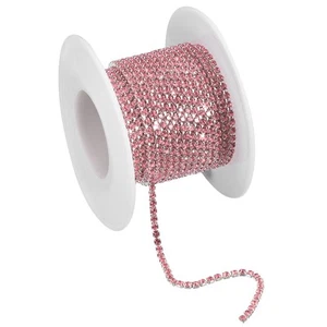 5.5 Yards Crystal Rhinestone Chain 3mm Sew on Close Claw Chain Trim Light Pink - Picture 1 of 8