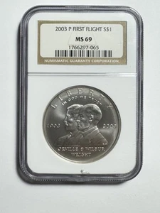 2003 P First Flight $1 Silver Commemorative Dollar NGC MS 69 - Picture 1 of 2