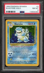 PSA 8 Juego Base Español Blastoise 2/102 Holo Ilimitado Raro 1999 Casi Nuevo-Como Nuevo - Imagen 1 de 2