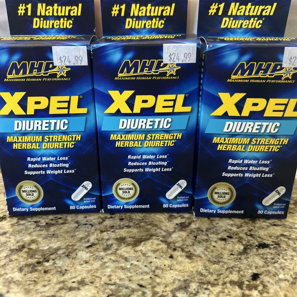 PACOTE COM TRÊS MHP XPEL Diurético Herbal Força Máxima 80 Cápsulas cada 240 no total - Imagem 1 de 1