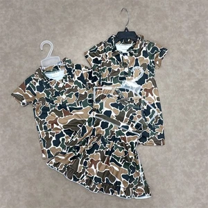 Kids Girls Camo Active Dress Boys Short Sleeve Shirt Top and Shirt Romper - Picture 1 of 12