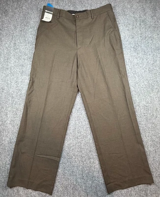 Pantalones de vestir Claiborne marrón 34x30 puños Meru4802 algodón ancho nuevos con etiquetas Foto 1 de 4