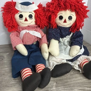 Raggedy Ann & Andy Dolls 22” Vintage Collectible - Picture 1 of 10