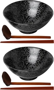 Kanwone Ceramic Japanese Ramen Bowl Set, Soup Bowls - 60 Ounce, with Matching... - Picture 1 of 14
