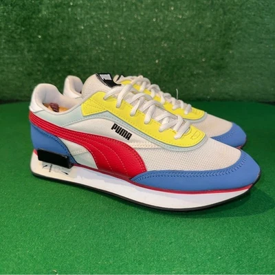 Puma Future Rider Blanco Rojo Azul 384017-01 Gradeschool Niños Grandes Talla 7Y Foto 1 de 4