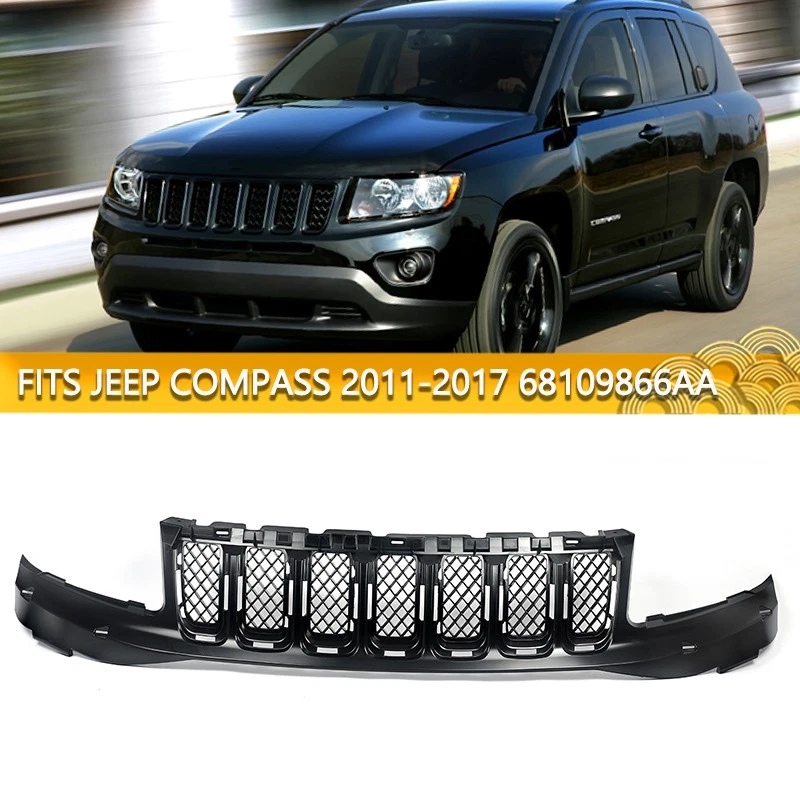 Fit For Jeep Compass 2011-2017 Black Front Bumper Upper Grille Grill Replacement - Image 1 of 4