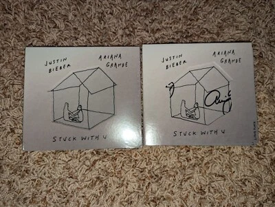 Justin Bieber/Ariana Grande Stuck With U Signed CD Single Limited AUTHENTIC Foto 1 de 4