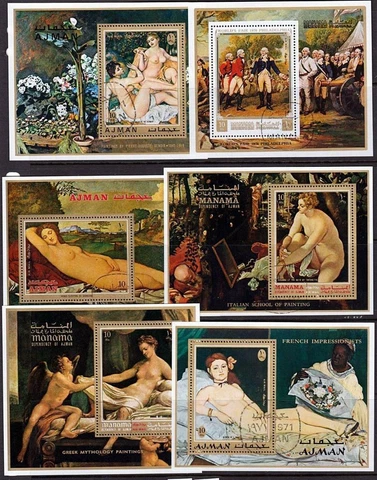 famous PAINTINGS x6 S/S NUDES, TINTORETTO, CORREGGIO, MANET, etc Cover