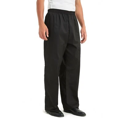 Pantalones de chef holgados para hombre negros cintura elástica cocina restaurante uniforme ropa de trabajo Foto 1 de 4