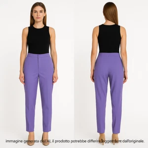 Marina Rinaldi Pantalone Da Donna Viola Affusolato Elegante Taglia 17 47 W33 - Imagen 1 de 12