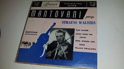 MANTOVANI Plays Strauss Waltzes Blue Dance LONDON 6001 ENGLAND IMPORT EP 45 7" - Image 1 of 4