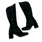 Franco Sarto Women?S Black Knee High Chunky Heeled Boots 10M Leather Upper