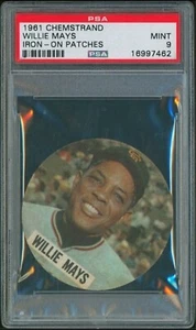 1961 Chemstrand Iron-On Patches Willie Mays PSA 9 Pop 12, Only 1 Higher! - Picture 1 of 2