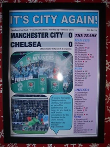 Manchester City 0 Chelsea 0 - Copa Carabao 2019 - impresión enmarcada - Imagen 1 de 2
