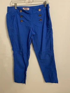 Woman's Juicy Couture size 4 royal blue pants with front gold buttons (30) - Picture 1 of 3