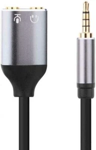 3,5 mm AUX-Buchse Stecker auf Twin 2 x 3,5 mm Buchse Kopfhörer/Mikro Audio Adapter Kabel - Bild 1 von 3