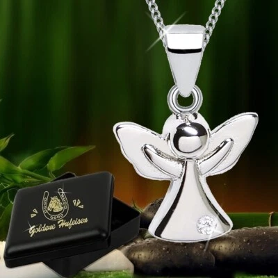 Zirkonia Schutz-Engel Anhänger Hals-kette 925 Sterling Silber  Schmuck Set - Bild 1 von 4