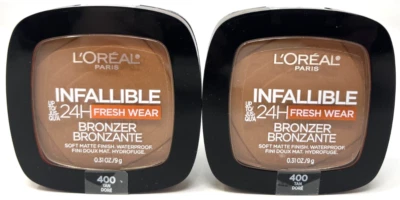 (2) Loreal Infallible 24H Fresh Wear Bronzer 0.31 oz Each Sealed 400 - Tan - Image 1 of 3