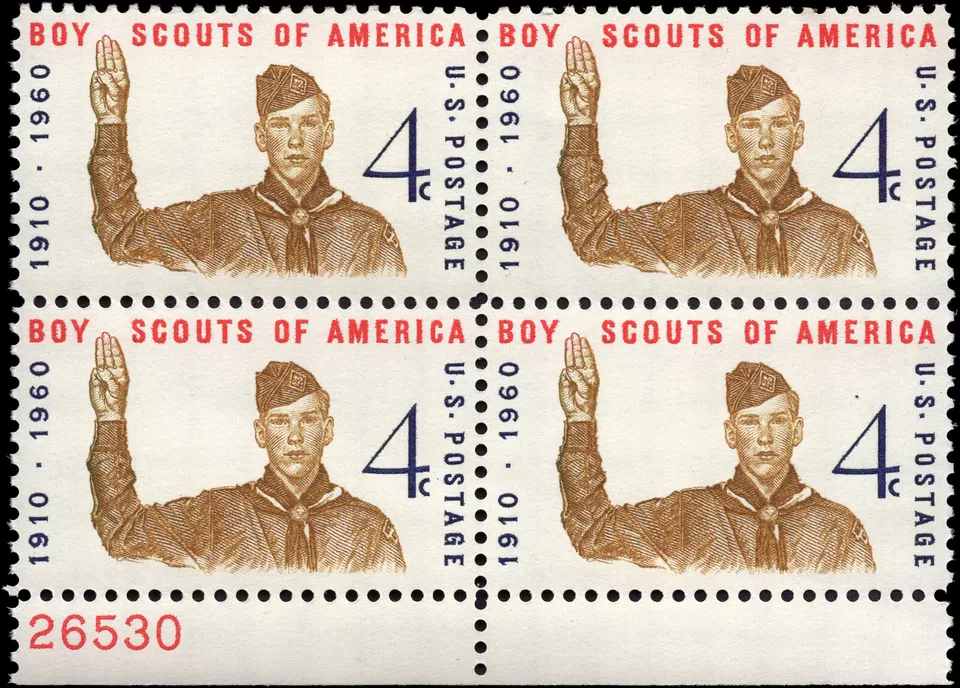 US Scott # 1145, Boy Scouts of America, Plate Block of (4) 1960 4¢ Stamps, MNH - Image 1 of 1
