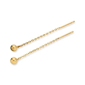 Yellow Gold Plated Sterling Silver 4mm Ball Pull Through Earrings Thru - Picture 1 of 3