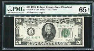 FR. 2050-D 1928 $20 FRN “NUMERICAL GOLD ON DEMAND” PMG GEM UNC-65EPQ (D) - Picture 1 of 2