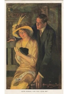 1915 antica cartolina A. J. Dewey - Do you love me? - innamorati moda d'epoca - Imagen 1 de 2