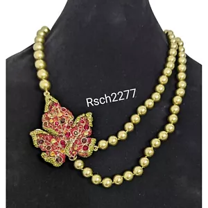 HEIDI DAUS "Many Hues of Autumn" Falling Leaf Crystal Accented Bead Necklace-NWT - Picture 1 of 7
