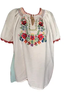 Magyar Matyo Kalocsai Traditional Shirt Blouse Top Folkwear Size XL Hungarian - Picture 1 of 7