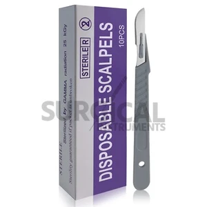 100 pcs Dermaplaning Scalpel Blade Number 10 with Disposable BP Plastic Handle - Picture 1 of 7