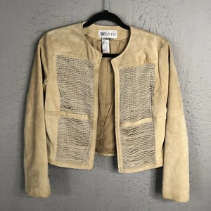 Worth Leather Jacket Womens 6 Tan Suede Artsy Western Lightweight Festival - Picture 1 of 15