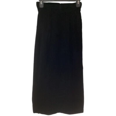 Falda lápiz de terciopelo negra cintura acanalada Herman Geist vintage con lazo trasero talla 4 Foto 1 de 4