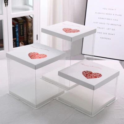 FURNITURE-BASE-ONLINE Large Clear PVC Gift Boxes Cake Dessert Packaging Transparent Box Wedding Favors