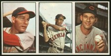 1953 BOWMAN COLOR BASEBALL 3 CARD SALESMAN SAMPLE ADVERTISING PANEL RARE QUALITY